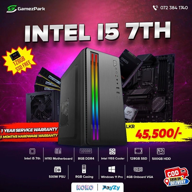 Intel i5 7th gen computer