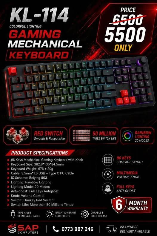 ⌨️ JEDEL KL-114 MECHANICAL GAMING KEYBOARD