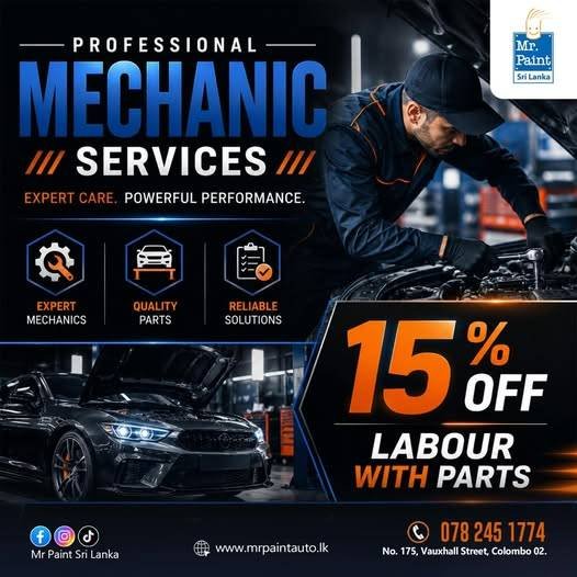 Enjoy 15% off labour charges when you purchase the required parts from Mr. Paint Sri Lanka